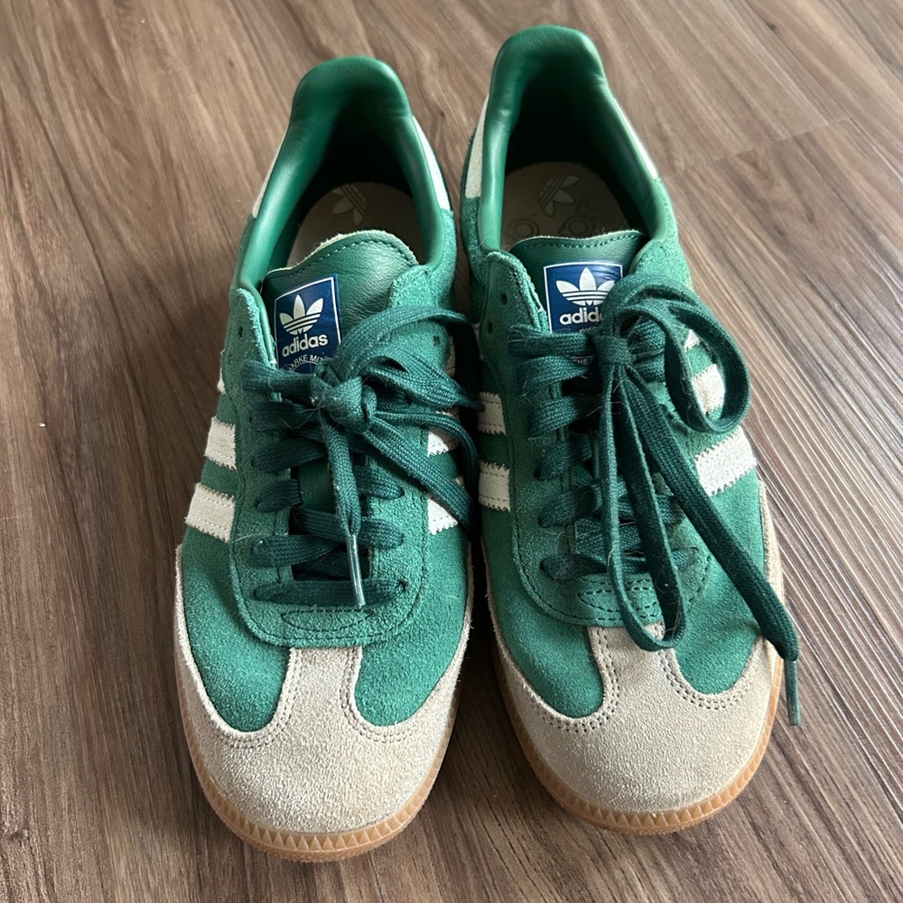 Adidas Green Suede Samba Sneakers with Cream Accents - Picture 4 of 6